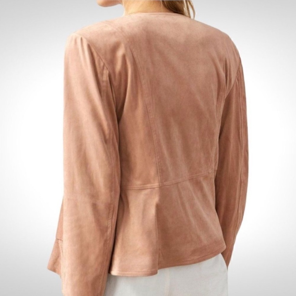 NWT Anthropologie Hutch Vegan Suede Jacket Blush Neutral Size M - Picture 4 of 11